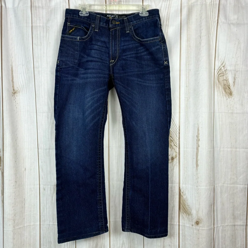 Ariat Maritime Jeans Rebar M4 Durastr Edge Relaxed Boot Cut Blue Jean Size 32x29